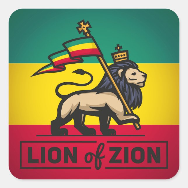 Lion of Zion - Haile Selassie - Rastafari Sticker (Devant)