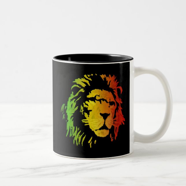 Lion of Zion Judah Reggae Lion Two-Tone Coffee Mug (Right)