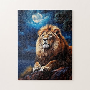Lion on a moonlight night jigsaw puzzle