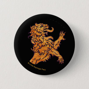 Lion on Black 2 Inch Round Button