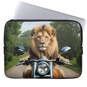 Lion on Motorbike Laptop Sleeve