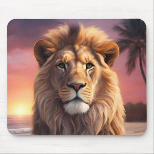 Lion on the beach mouse pad
