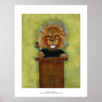 Lion painting original art judge legal law lawyers