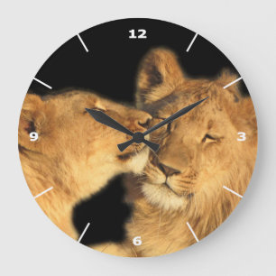 Lion Pair Wall Clock (with white dial)