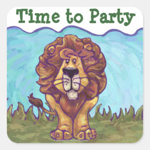 Lion Party Centre Square Sticker