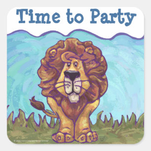Lion Party Centre Square Sticker