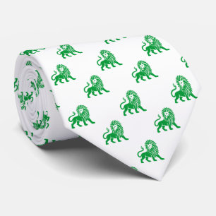 Lion Pattern - Grass Green on White Tie