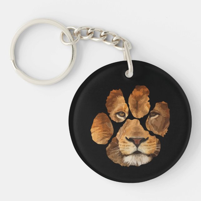 Lion Paw Print Animal Keychain (Front)