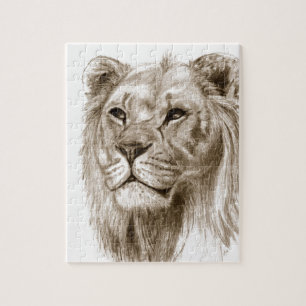 Lion Pencil Drawing Art Jigsaw Puzzle