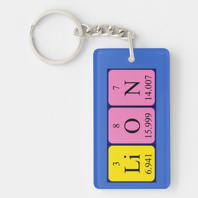 Lion periodic table name keyring (Front)