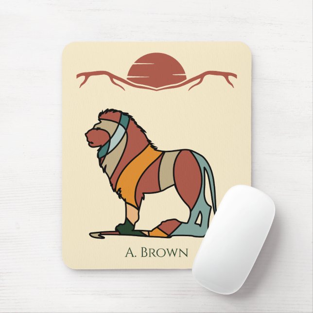 Lion Personalized Mouse Pad | Name Desk Decor (With Mouse)