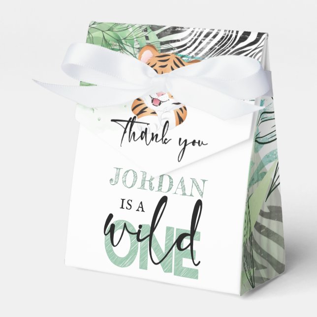 Lion Personalized Wild First Birthday Favour Box (Front Side)