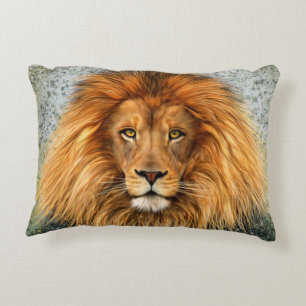 Lion Photograph Paint Art image Accent Pillow