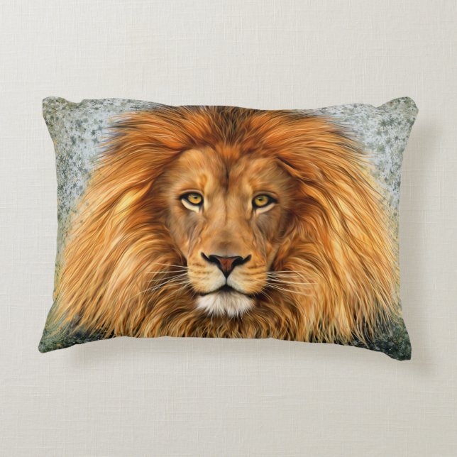 Lion Photograph Paint Art image Accent Pillow (Back)