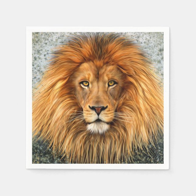 Lion Photograph Paint Art image Napkin (Front)