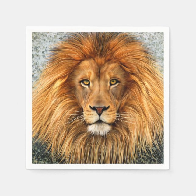 Lion Photograph Paint Art image Napkin (Front)