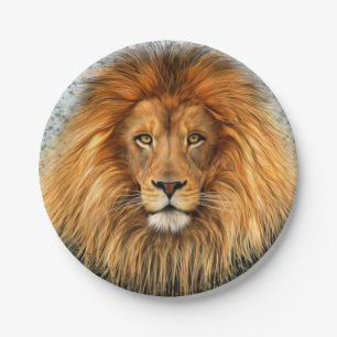 Lion Photograph Paint Art image Paper Plate