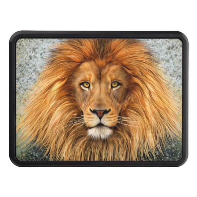 Lion Photograph Paint Art image Trailer Hitch Cover (Front)
