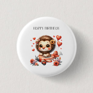 Lion Pilot Birthday 1 Inch Round Button