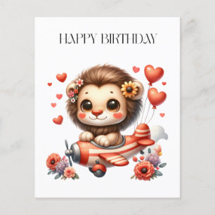 Lion Pilot Birthday Flyer