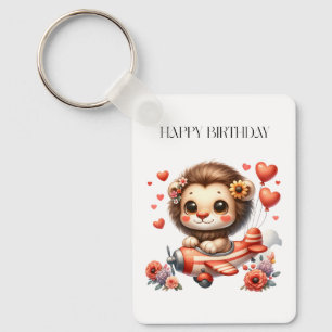 Lion Pilot Birthday Keychain