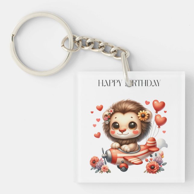Lion Pilot Birthday Keychain (Front)
