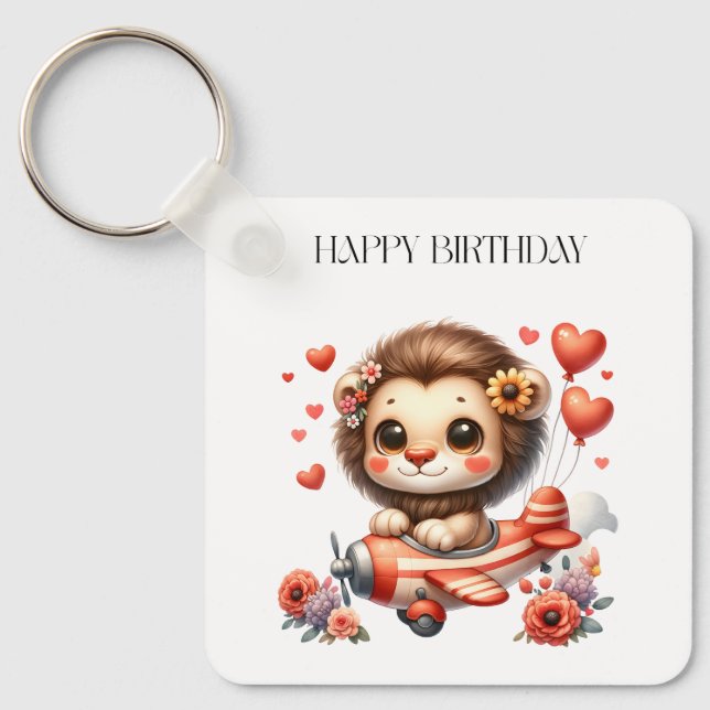 Lion Pilot Birthday Keychain (Front)