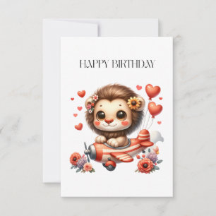 Lion Pilot Birthday Thank You Card