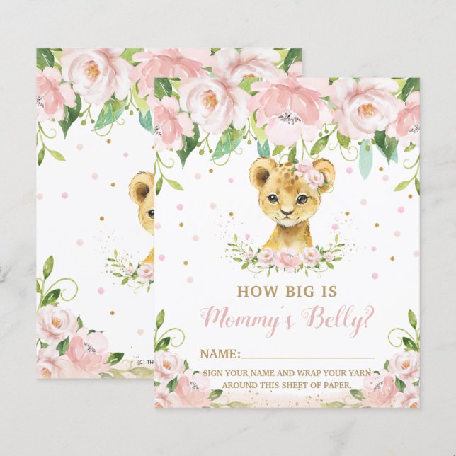 Lion Pink Floral How Big is Mommy's Belly Game (Front/Back)