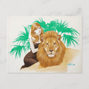 Lion PinUp Postcard