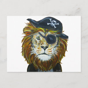Lion pirate art postcard