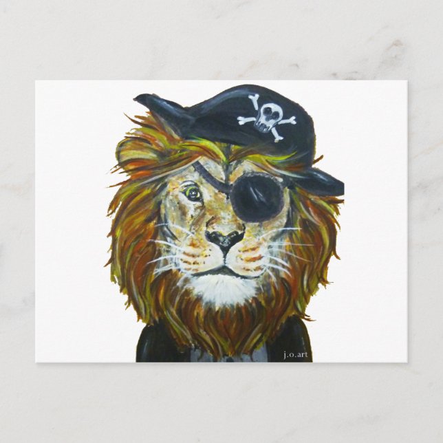 Lion pirate art postcard (Front)