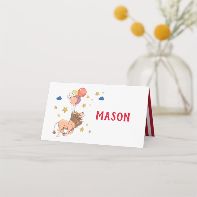 Lion place cards, Circus party Card (Front)