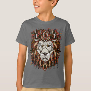 Lion polygone Dessin coloré T-shirt Lion