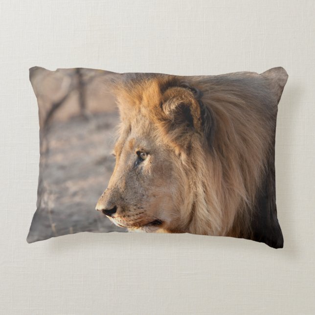 Lion Portrait Accent Pillow (Back)
