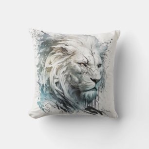 Lion Portrait Animal Painting Wildlife Outdoors Throw Pillow
