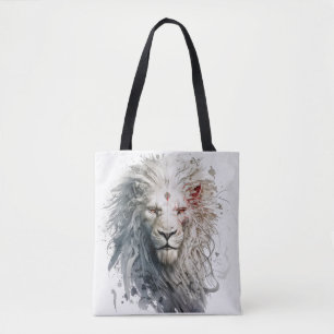 Lion Portrait Animal Painting Wildlife Outdoors  Tote Bag