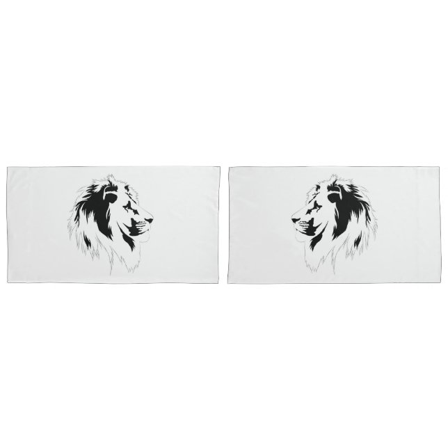 Lion Portrait (black)  Pillowcase (Front-Set)