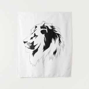 Lion Portrait (black)  Tapestry