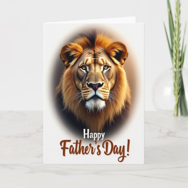 Lion Portrait Fathers Day Card (Front)