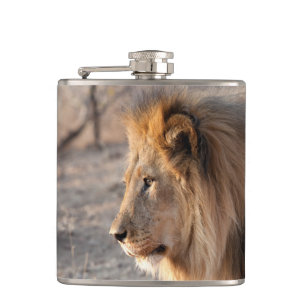 Lion Portrait Hip Flask