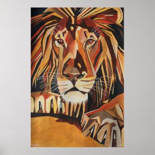 Lion Portrait In Geometric Art Style Poster