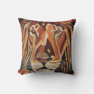 Lion Portrait In Geometric Art Style Throw Pillow