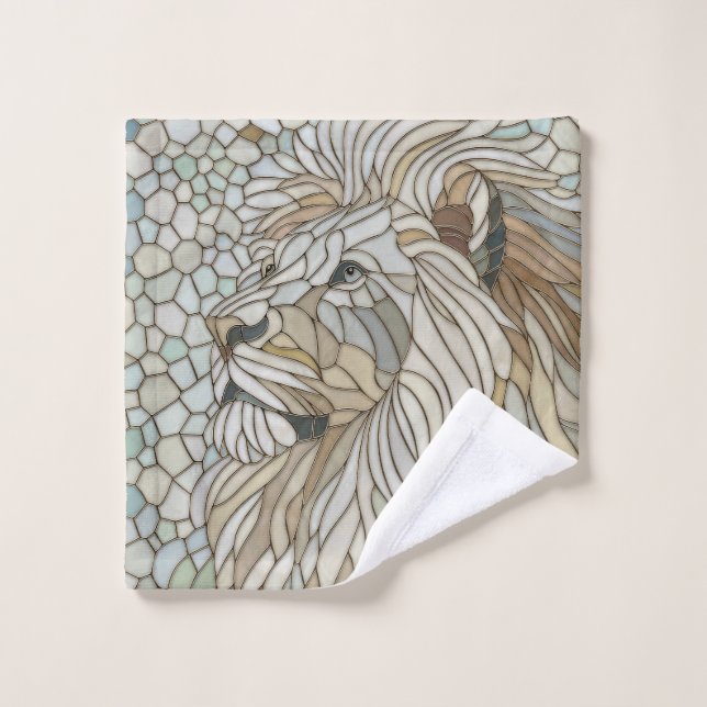 Lion Portrait Mosaic Art (Gant de toilette)