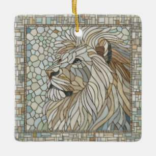 Lion Portrait Mosaic Art  Ceramic Ornament