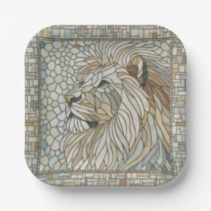 Lion Portrait Mosaic Art  Paper Plate