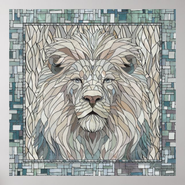 Lion Portrait Mosaic Art  Poster (Front)