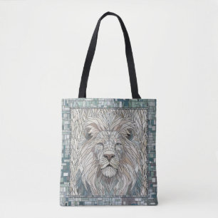 Lion Portrait Mosaic Art Tote Bag