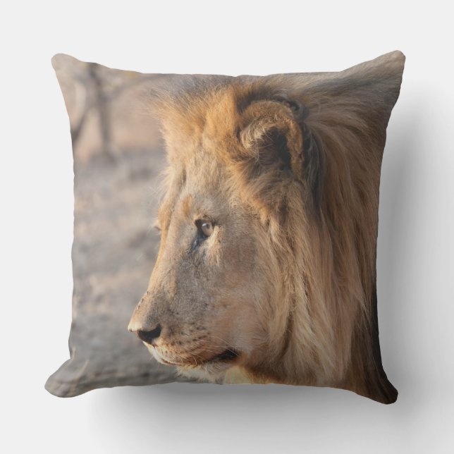 Lion Portrait Outdoor Pillow (Front)