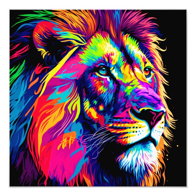 Lion Portrait Painting Photo Print (Front)